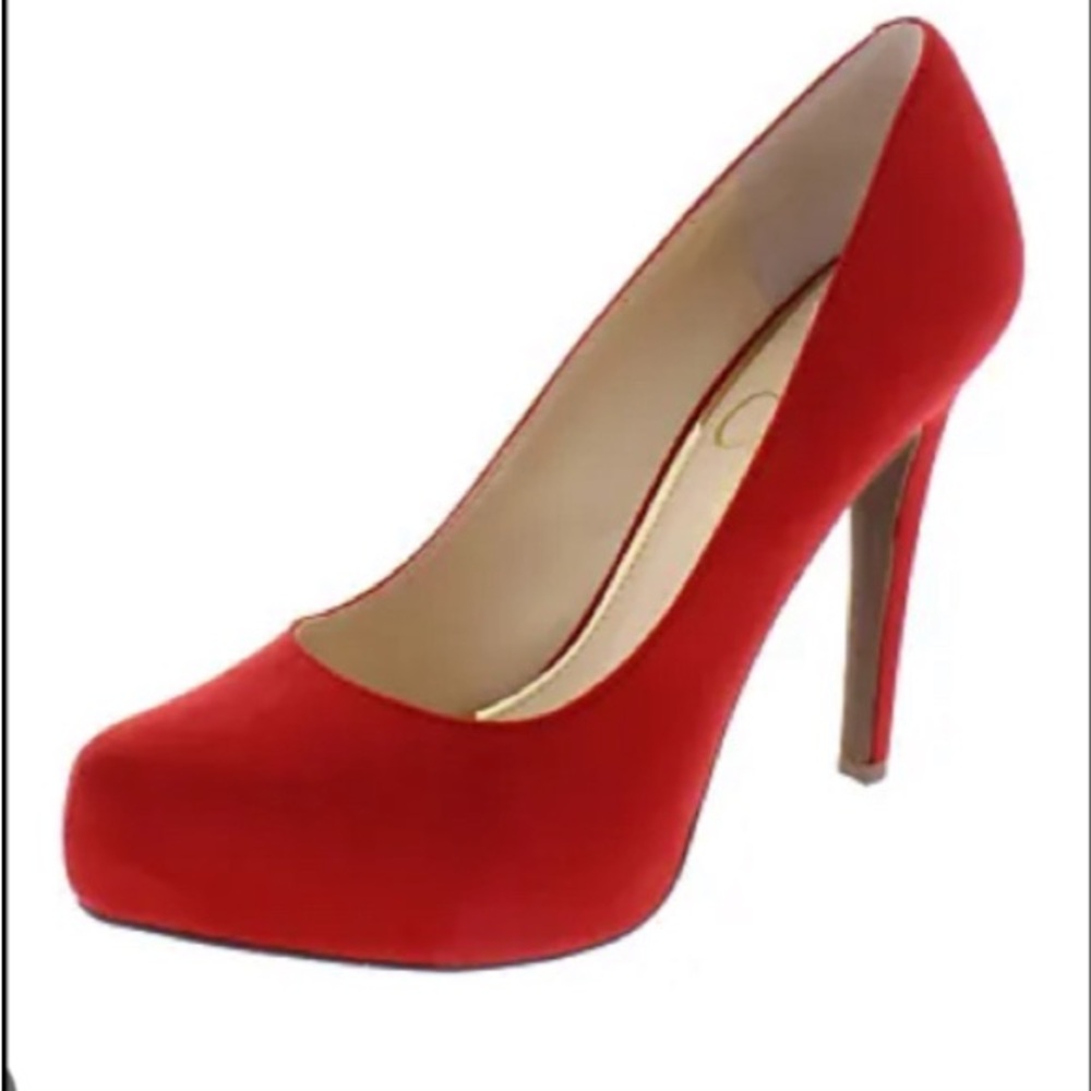 Jessica Simpson Red Suede Platform Heels